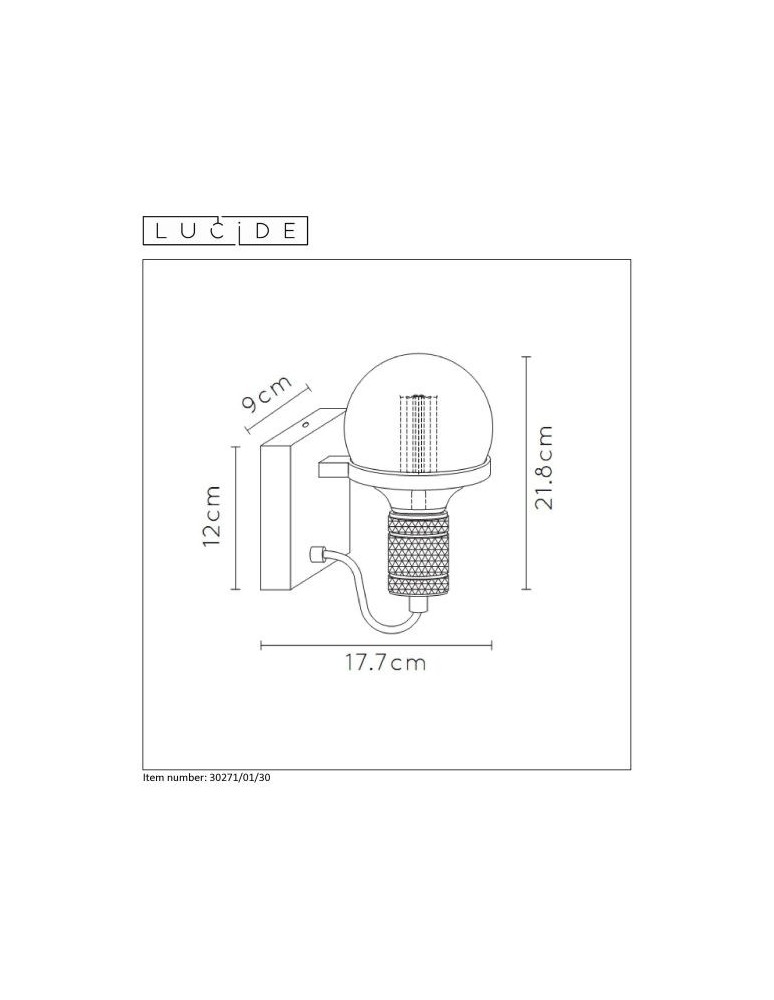 Wall lamps - Lucide OTTELIEN Wall mounted 1xE27 satin black brass 30271/01/30 - product kolory-swiatla.pl 8