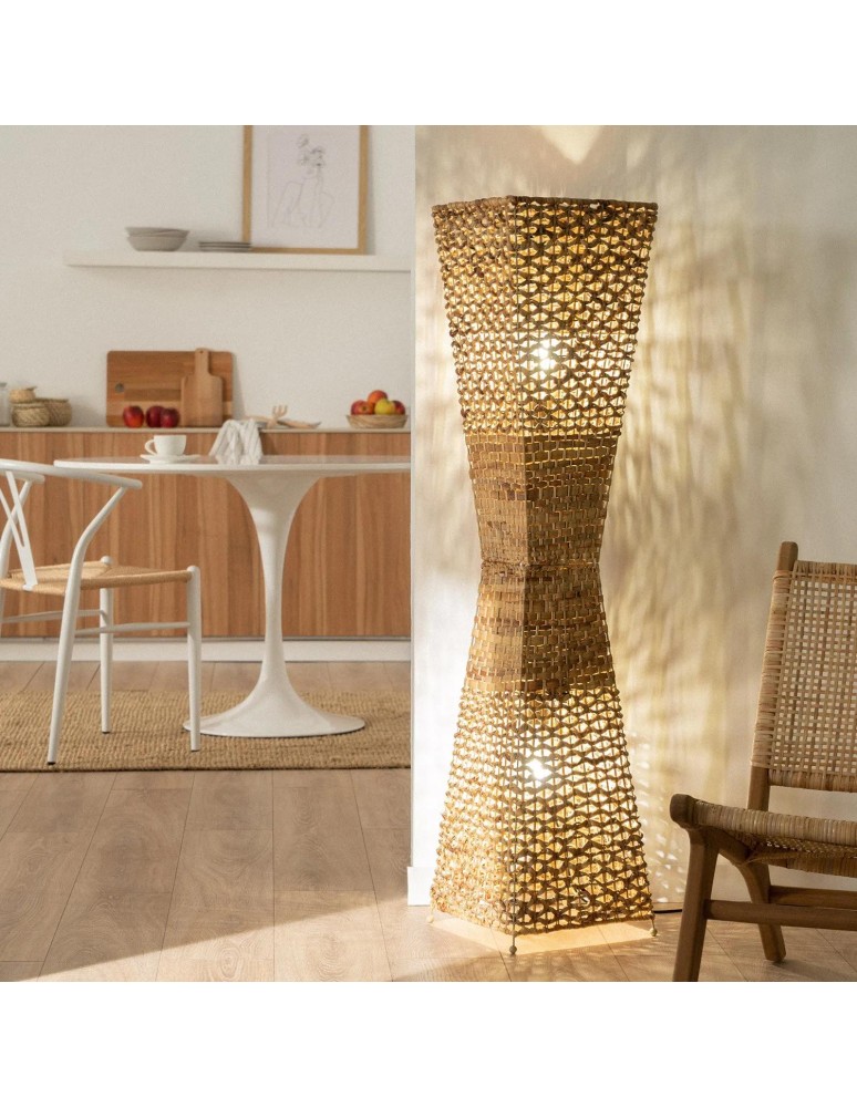 Abruzzo Lampa Podłogowa 130cm z Włókien Naturalnych Boho Carlotta 2x E27 ABR-LP2-BH-E27