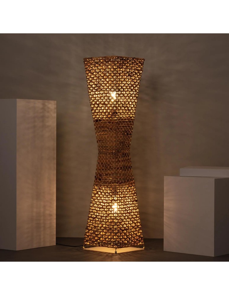 Abruzzo Lampa Podłogowa 130cm z Włókien Naturalnych Boho Carlotta 2x E27 ABR-LP2-BH-E27