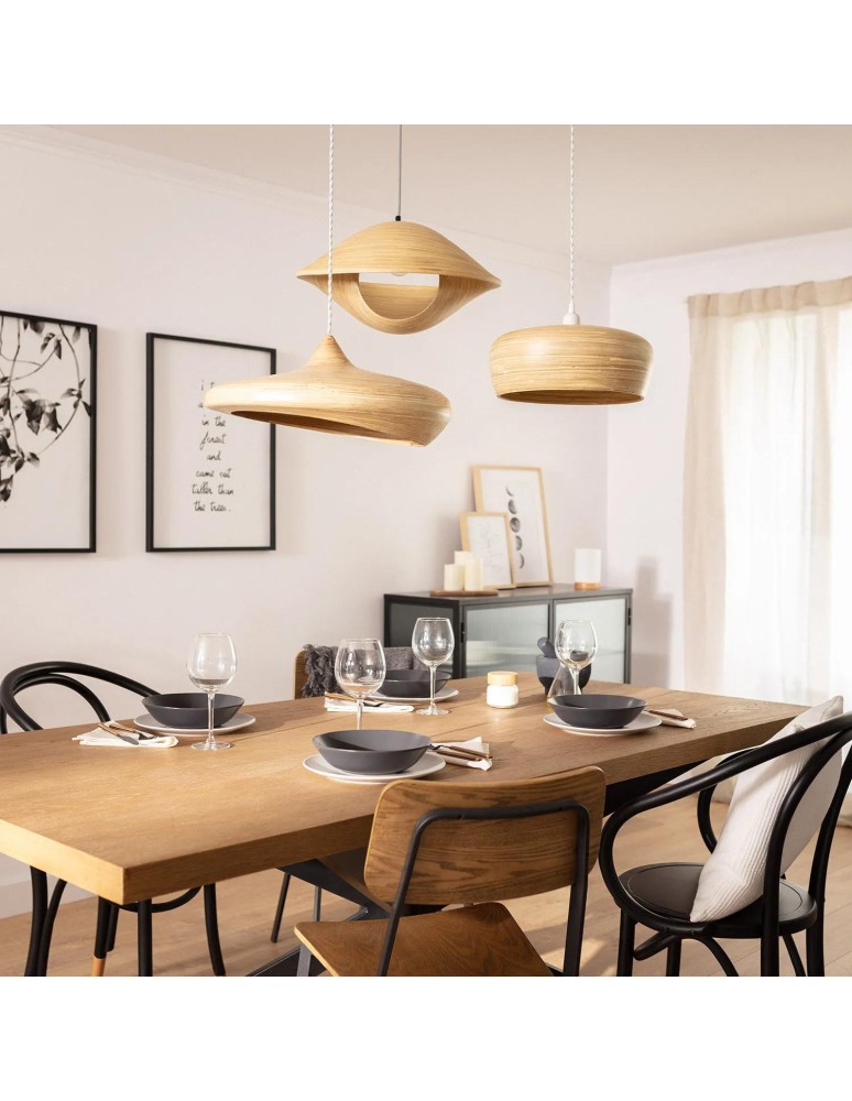 Abruzzo Lampa Wisząca Bambusowa Boho Elena E27 35cm ABR-LW4-BH-E27