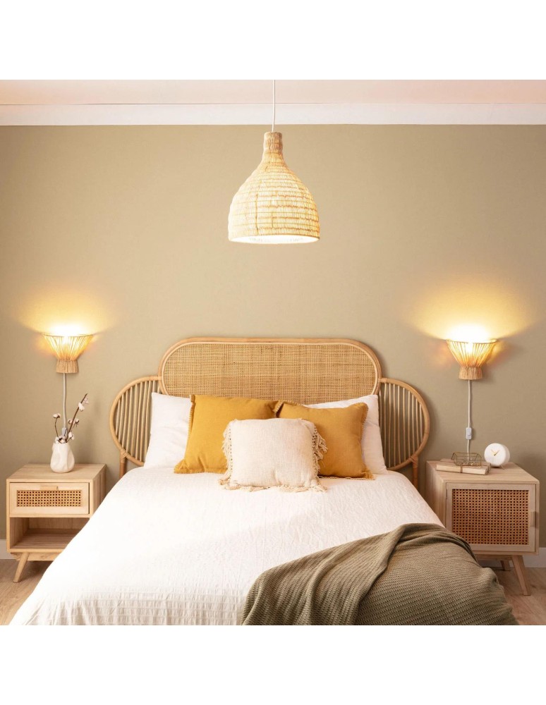 Abruzzo Lampa Wisząca Boho z Rattanu Flavia 30cm E27 ABR-LW8-BH-E27