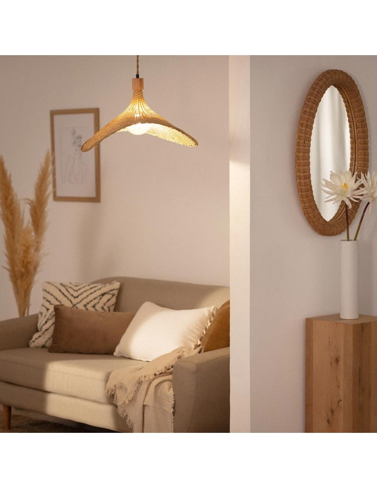 Boho pendant lamps - Abruzzo Boho Bamboo Hat Pendant Lamp Isabella 40cm E27 ABR-LWS-BH40-E27 - product kolory-swiatla.pl 5