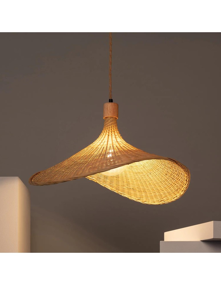 Abruzzo Lampa Wisząca Boho Kapelusz z Bambusa Isabella 40cm E27 ABR-LWS-BH40-E27 Abruzzo Lampa Wisząca Boho Kapelusz z Bambusa Isabella 40cm E27 ABR-LWS-BH40-E27