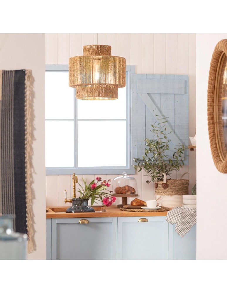 Boho pendant lamps - Abruzzo Braided Paper Boho Pendant Lamp Sara 40cm E27 ABR-LW14-BH-E27 - product kolory-swiatla.pl 3