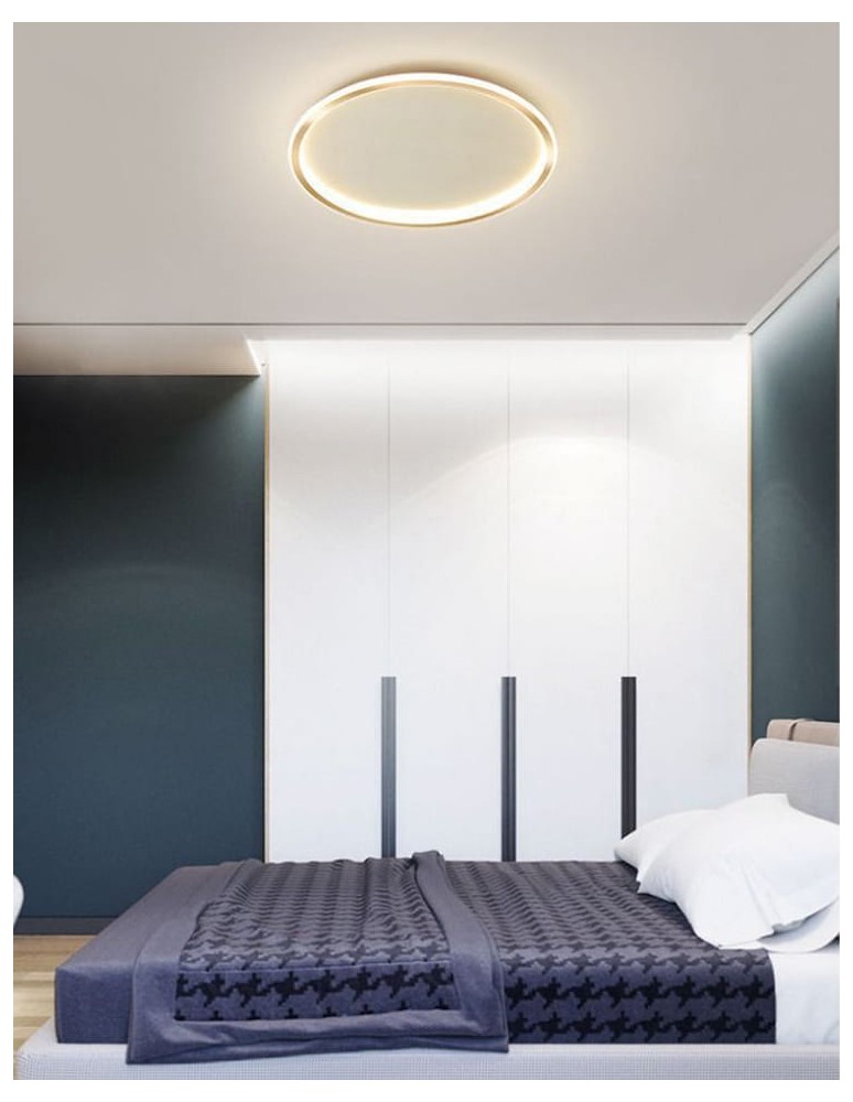 Abruzzo Plafon LED 30W Okrągły Złoty CCT 3000K/4000K/6000K 40cm Angelo ABR-PLO-30W-40CM-CCT