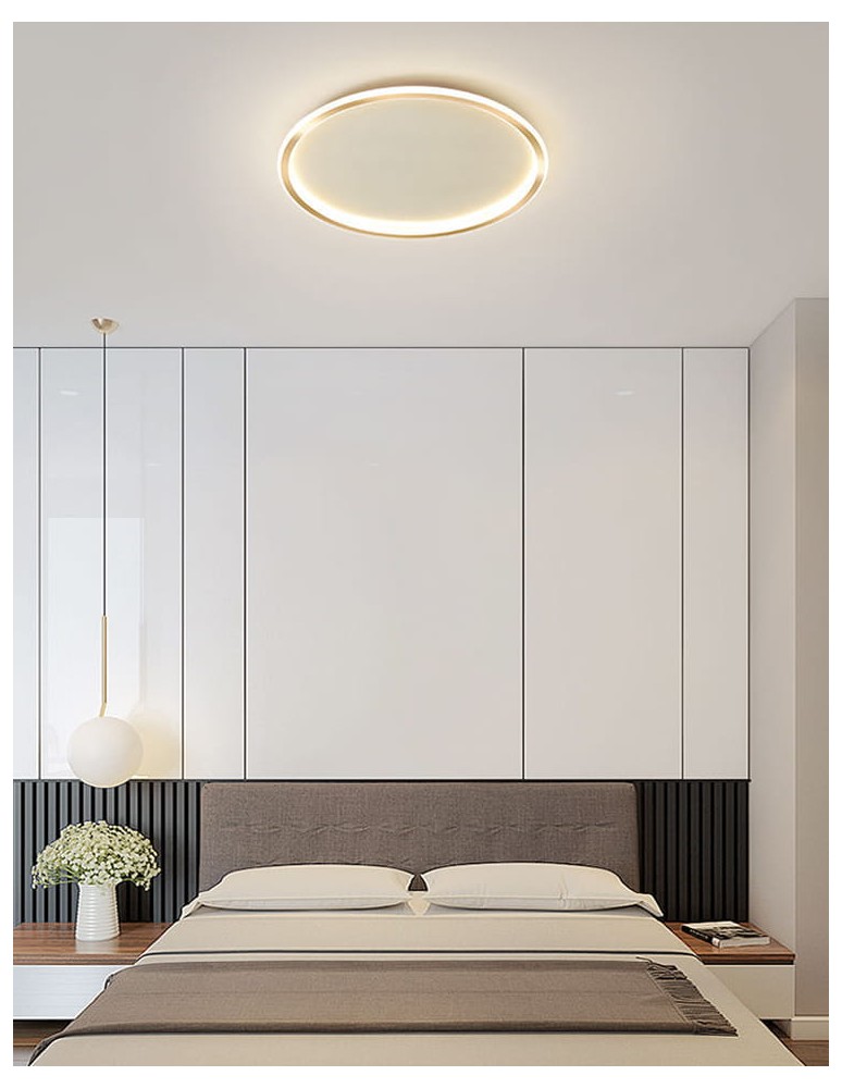 Abruzzo Plafon LED 30W Okrągły Złoty CCT 3000K/4000K/6000K 40cm Angelo ABR-PLO-30W-40CM-CCT