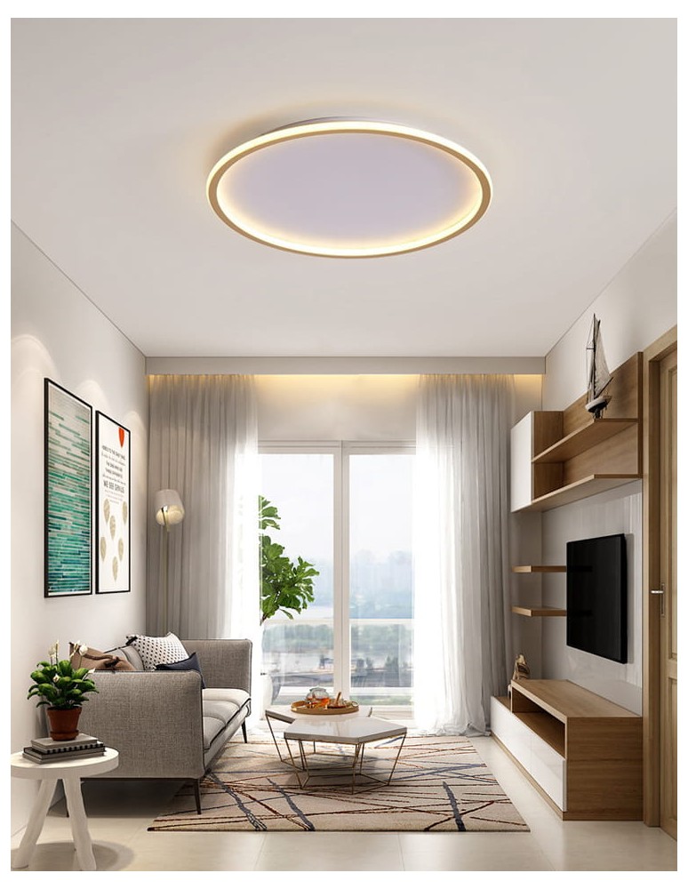 Abruzzo Plafon LED 36W Okrągły Złoty CCT 3000K/4000K/6000K 60cm Angelo ABR-PLO-36W-60CM-CCT