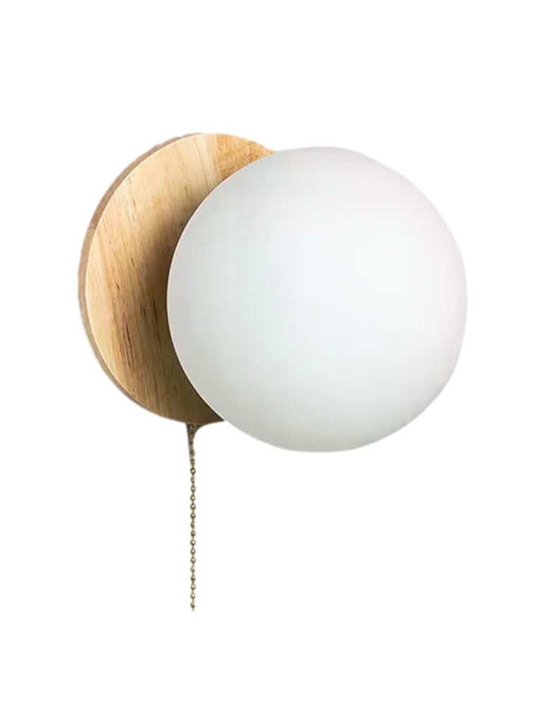 Wall lamps - Abruzzo Wall lamp Gold Milk Ball Wooden Tore E27 ABR-KT-E27 - product kolory-swiatla.pl 1