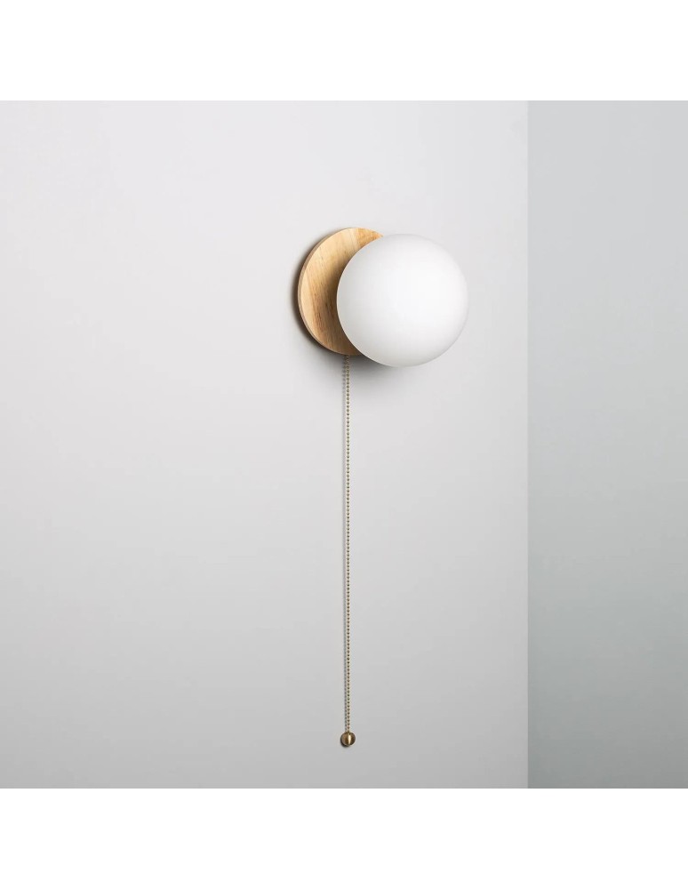 Wall lamps - Abruzzo Wall lamp Gold Milk Ball Wooden Tore E27 ABR-KT-E27 - product kolory-swiatla.pl 2