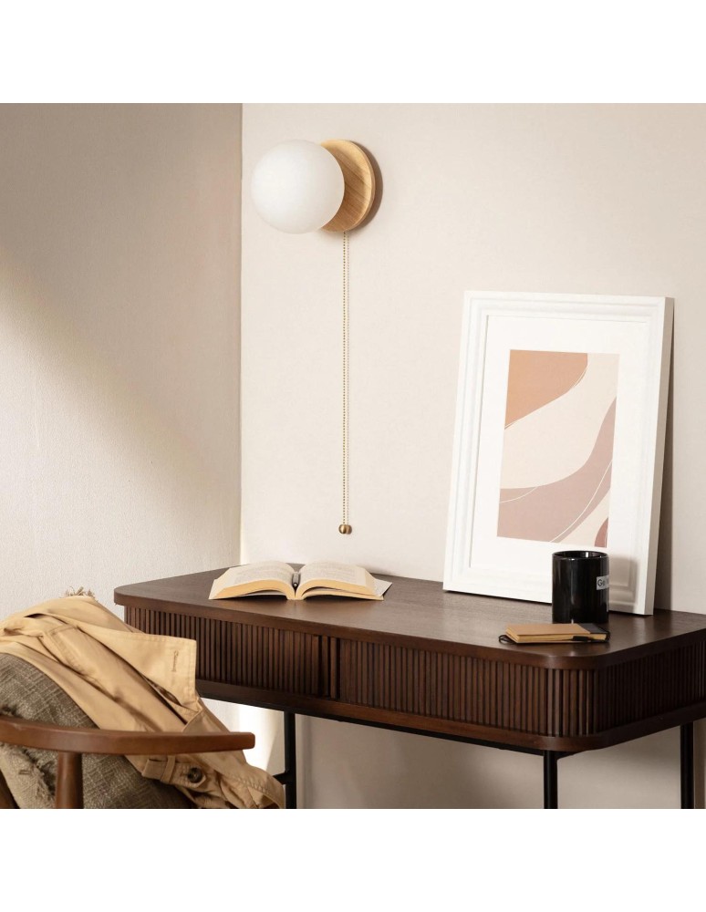 Wall lamps - Abruzzo Wall lamp Gold Milk Ball Wooden Tore E27 ABR-KT-E27 - product kolory-swiatla.pl 3