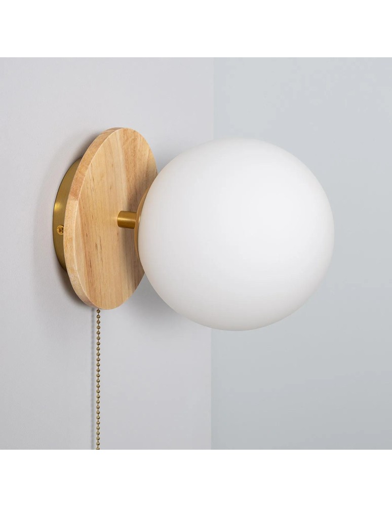 Wall lamps - Abruzzo Wall lamp Gold Milk Ball Wooden Tore E27 ABR-KT-E27 - product kolory-swiatla.pl 7