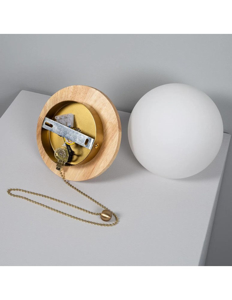 Wall lamps - Abruzzo Wall lamp Gold Milk Ball Wooden Tore E27 ABR-KT-E27 - product kolory-swiatla.pl 8