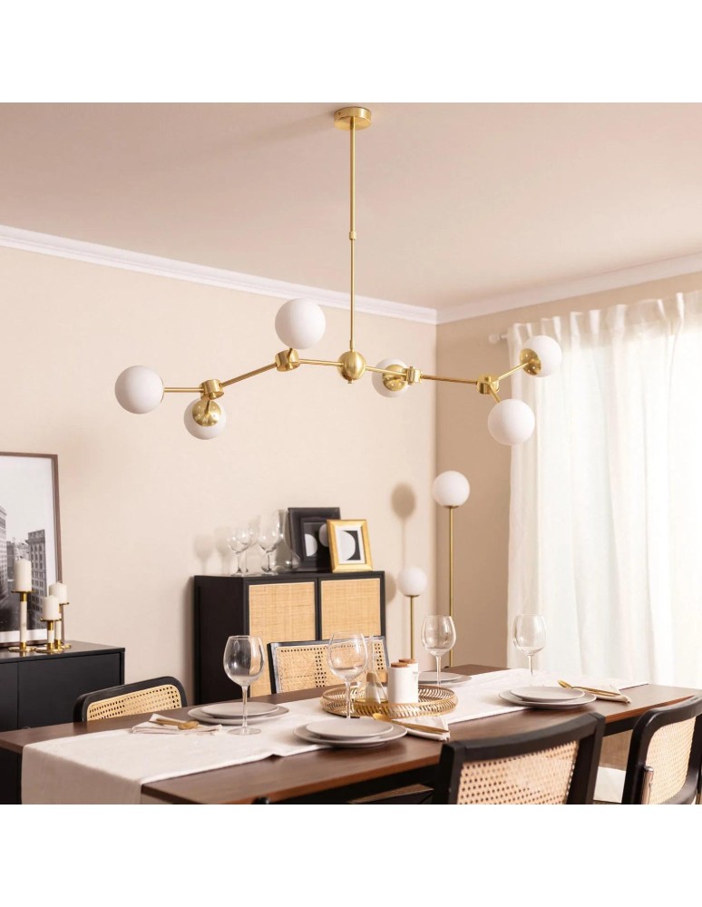 Pendant lamps spheres - Abruzzo Ricardo 6xG9 Gold Milk Balls Ceiling Lamp ABR-LWR-6XE27 - product kolory-swiatla.pl 2