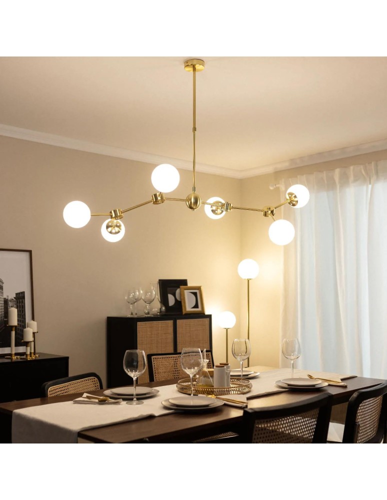 Pendant lamps spheres - Abruzzo Ricardo 6xG9 Gold Milk Balls Ceiling Lamp ABR-LWR-6XE27 - product kolory-swiatla.pl 3