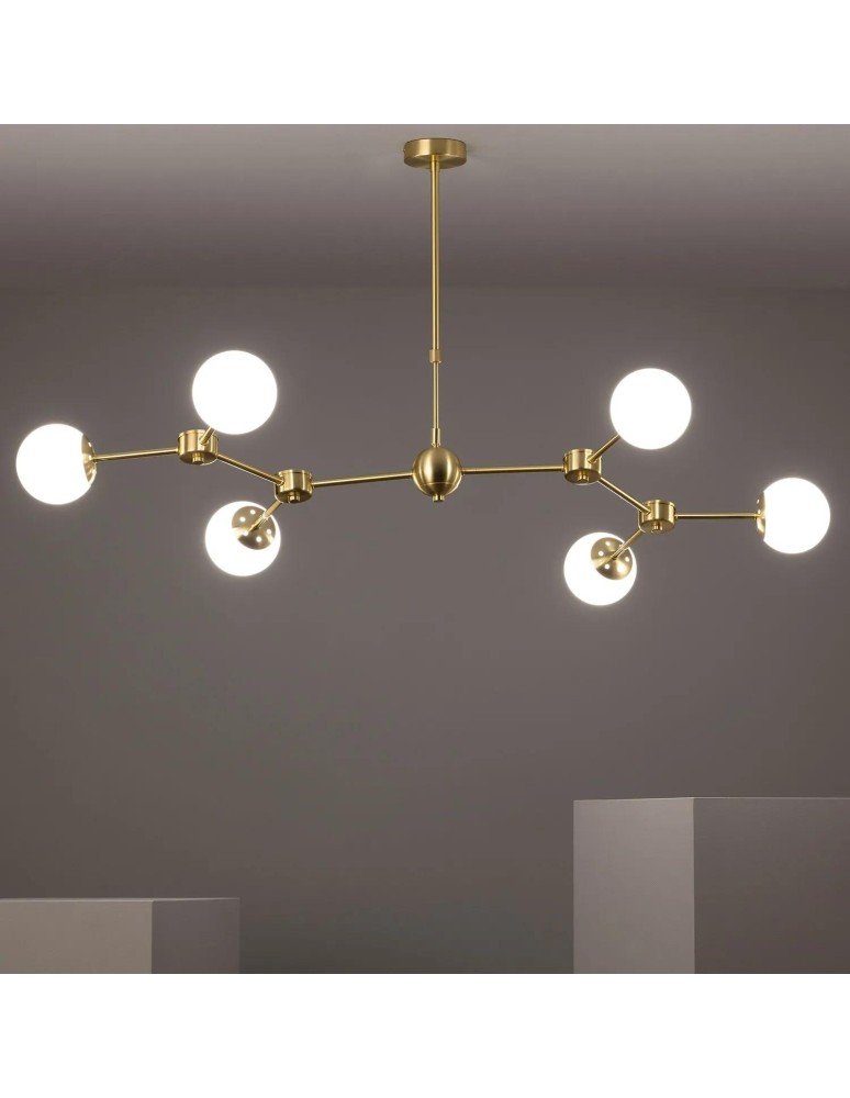Pendant lamps spheres - Abruzzo Ricardo 6xG9 Gold Milk Balls Ceiling Lamp ABR-LWR-6XE27 - product kolory-swiatla.pl 4