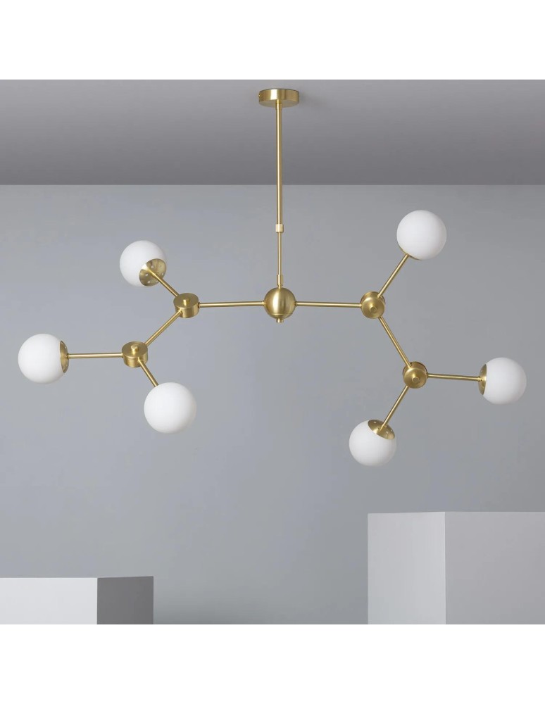 Pendant lamps spheres - Abruzzo Ricardo 6xG9 Gold Milk Balls Ceiling Lamp ABR-LWR-6XE27 - product kolory-swiatla.pl 5