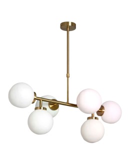 Abruzzo Lampa Wisząca Kule Mleczne Złota Liguria 6xE27 ABR-LWL-6XE27