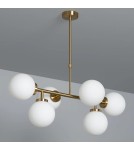 Abruzzo Lampa Wisząca Kule Mleczne Złota Liguria 6xE27 ABR-LWL-6XE27