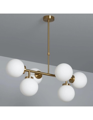 Abruzzo Gold Liguria 6xE27 Milk Globes Pendant Lamp ABR-LWL-6XE27. - product 2