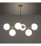 Abruzzo Lampa Wisząca Kule Mleczne Złota Liguria 6xE27 ABR-LWL-6XE27