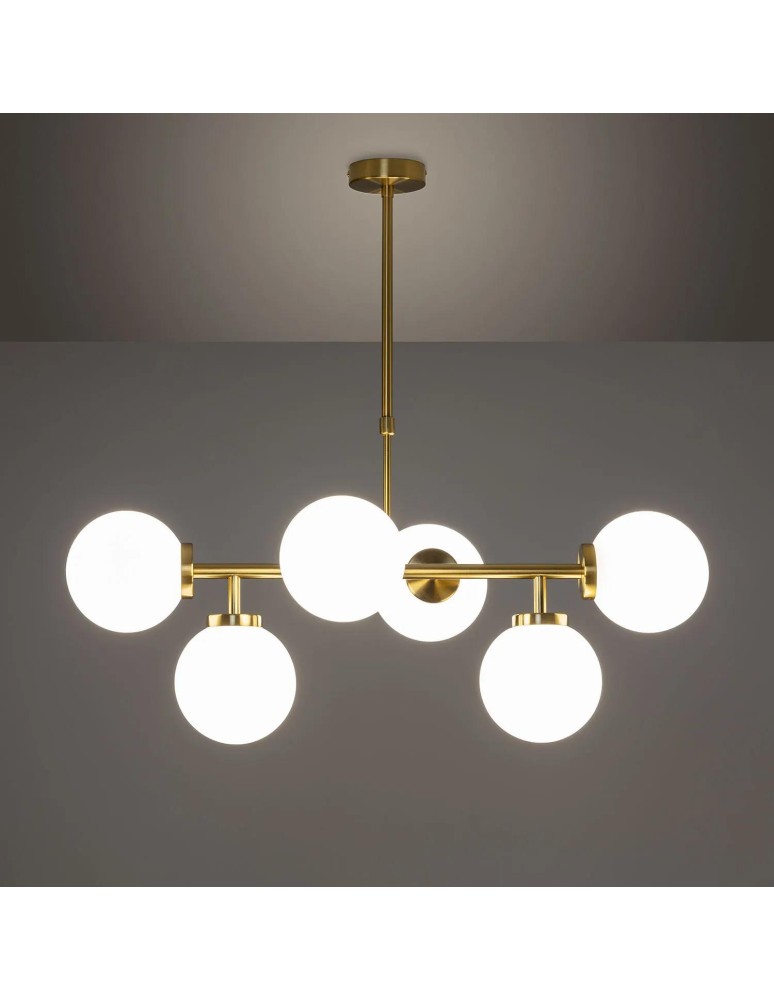 Pendant lamps - Abruzzo Gold Liguria 6xE27 Milk Globes Pendant Lamp ABR-LWL-6XE27. - product kolory-swiatla.pl 3