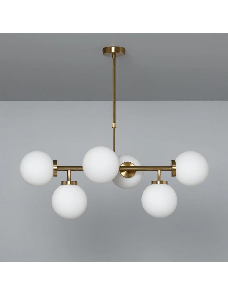 Pendant lamps - Abruzzo Gold Liguria 6xE27 Milk Globes Pendant Lamp ABR-LWL-6XE27. - product kolory-swiatla.pl 6