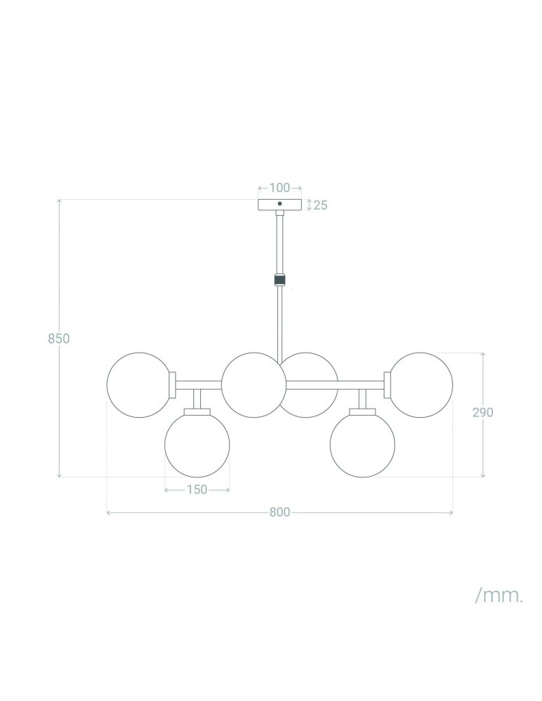 Abruzzo Lampa Wisząca Kule Mleczne Złota Liguria 6xE27 ABR-LWL-6XE27