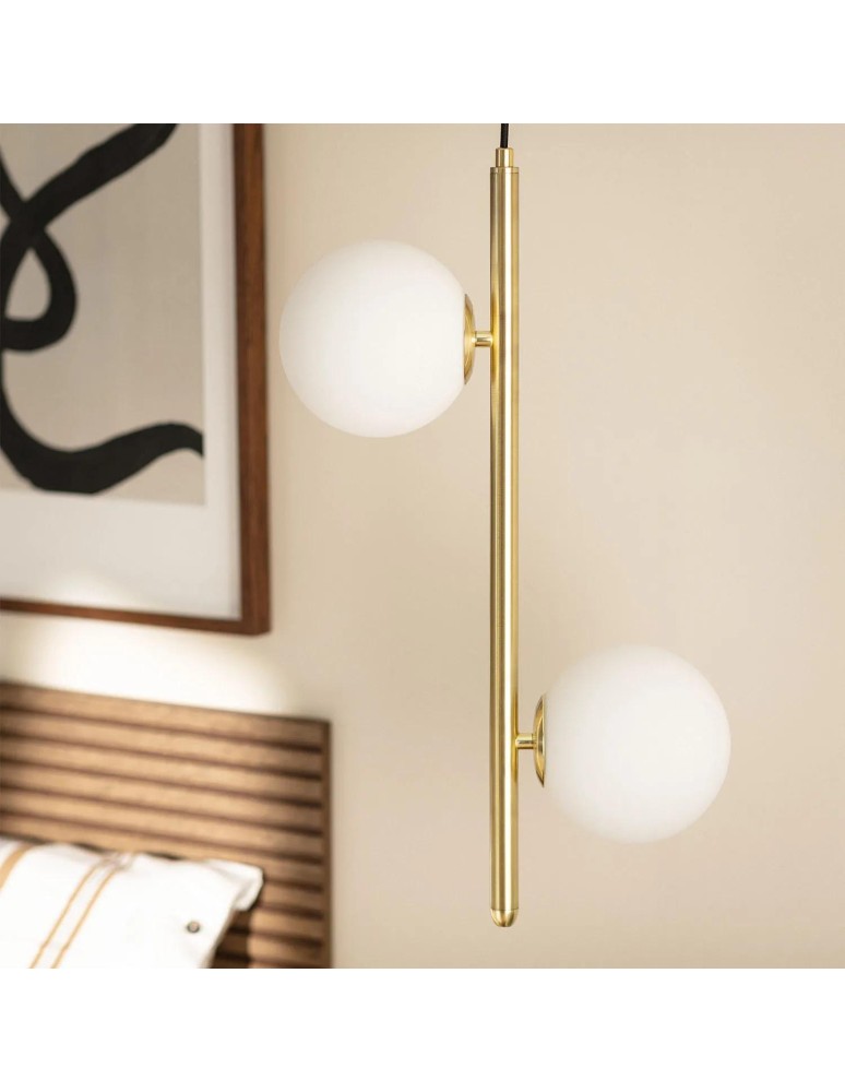 Pendant lamps - Abruzzo Bari Gold Milk Ball Pendant Lamp 2xE27 ABR-LWB-E27 - product kolory-swiatla.pl 2
