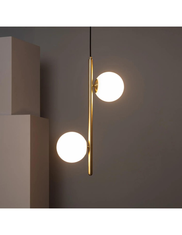 Abruzzo Lampa Wisząca Złota Kula Mleczna Bari 2xE27 ABR-LWB-E27