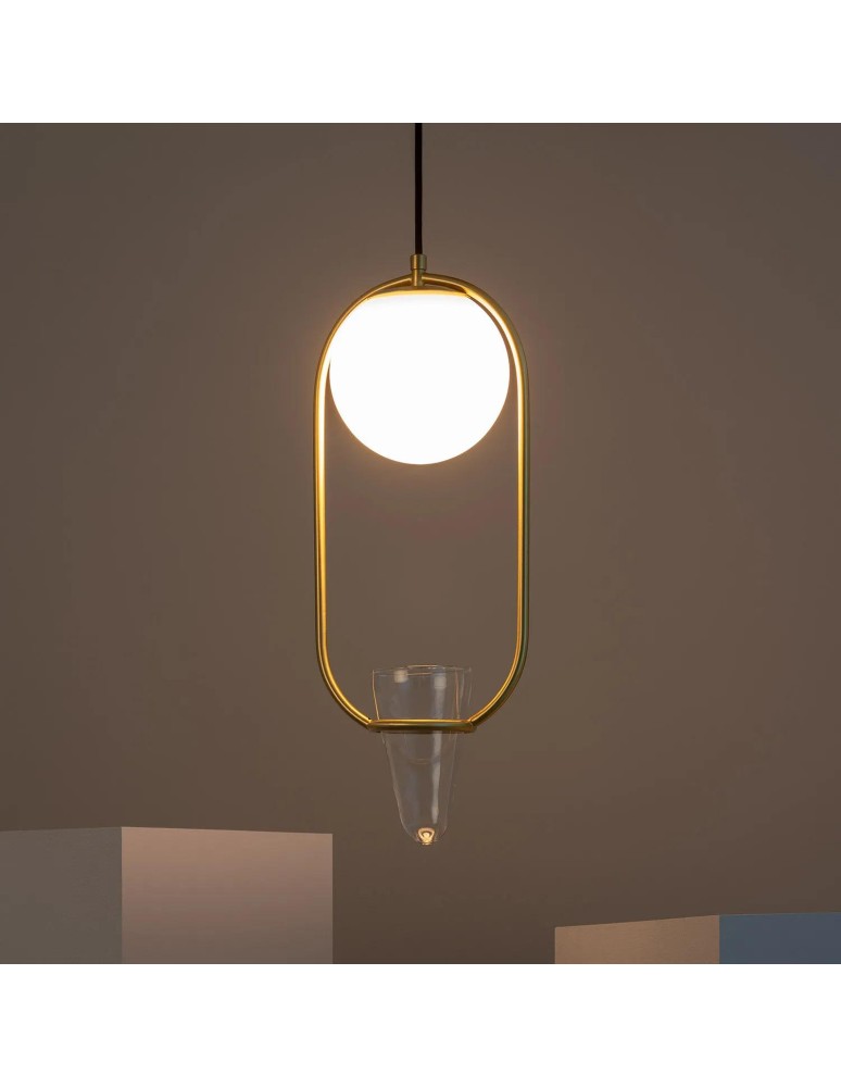 Abruzzo Lampa Wisząca ZłotaKula Mleczna Umbria E27 ABR-LWU-E27