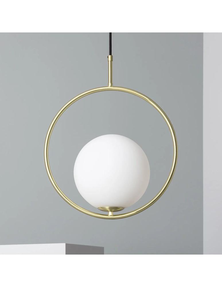 Pendant lamps - Abruzzo Rossi E27 Gold Milk Ball Pendant Lamp ABR-KGR-E27 - product kolory-swiatla.pl 2