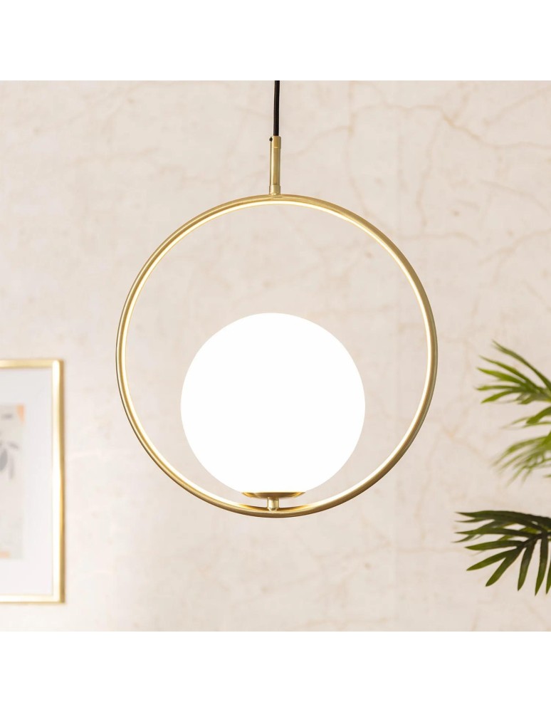 Abruzzo Lampa Wisząca Złota Kula Mleczna Rossi E27 ABR-KGR-E27