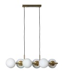 Abruzzo Lampa Wisząca Złota Kule Mleczne Pompei 6xE27 ABR-LWP-6E27