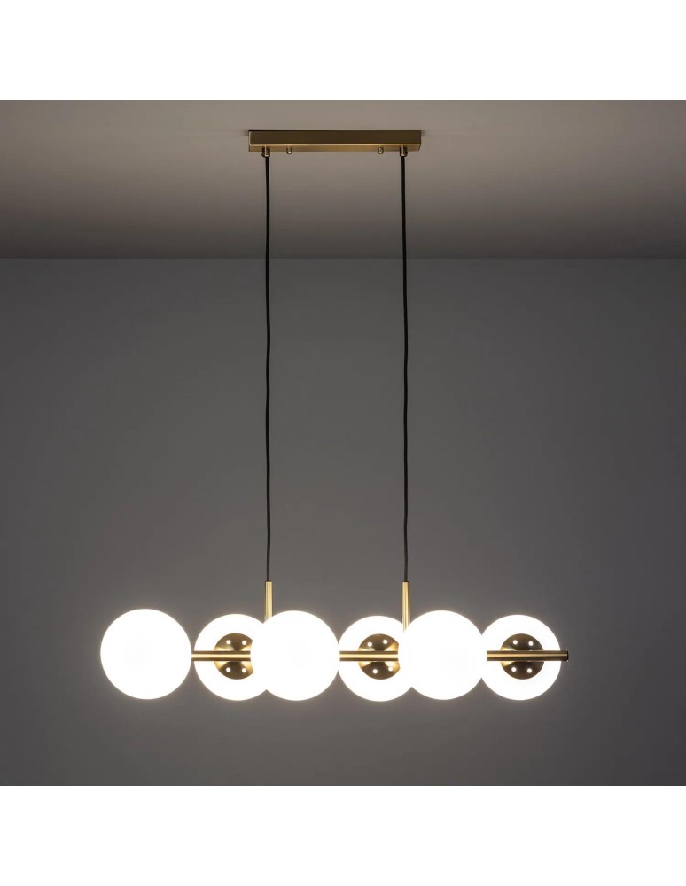 Pendant lamps - Abruzzo Pompei 6xE27 Gold Milk Balls Pendant Lamp ABR-LWP-6E27 - product kolory-swiatla.pl 3