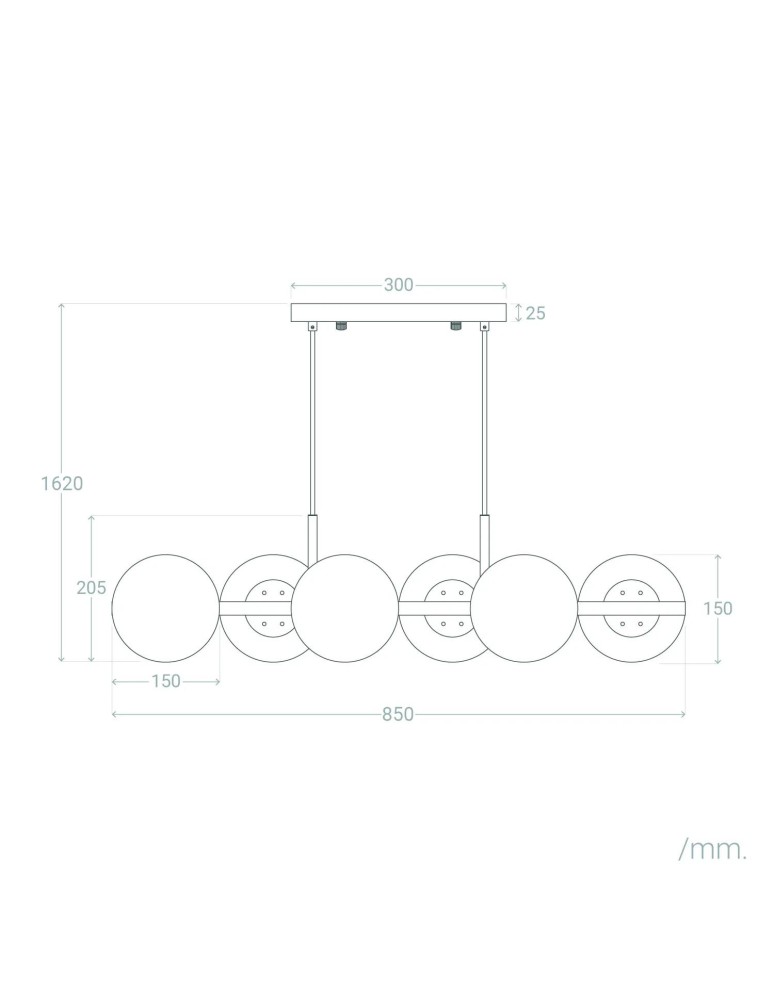 Abruzzo Lampa Wisząca Złota Kule Mleczne Pompei 6xE27 ABR-LWP-6E27