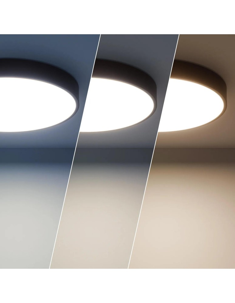 Abruzzo Plafon LED 31W Okrągły Czarny 40cm 3 Barwy Świecenia CCT Fabbri ABR-PLF-30W-C-CCT