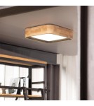 Abruzzo Plafon LED Mazza 16W Kwadratowy Naturalne Drewno 3 Barwy Świecenia CCT 37cm ABR-PLKDM-15W-CCT