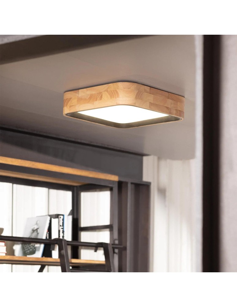 Ceiling lamps - Abruzzo LED Plafond Mazza 16W Square Natural Wood 3 CCT Light Colors 37cm ABR-PLKDM-15W-CCT - product kolory-swiatla.pl 4