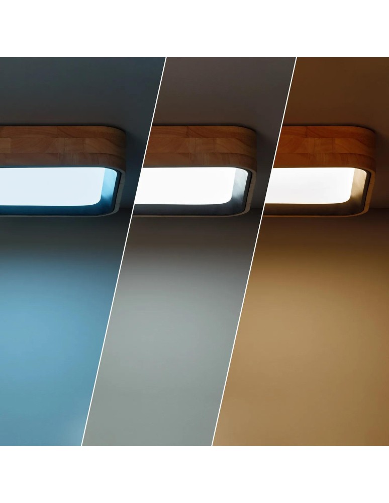 Abruzzo Plafon LED Mazza 16W Kwadratowy Naturalne Drewno 3 Barwy Świecenia CCT 37cm ABR-PLKDM-15W-CCT