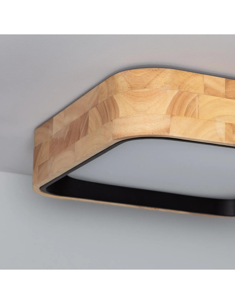 Abruzzo Plafon LED Mazza 16W Kwadratowy Naturalne Drewno 3 Barwy Świecenia CCT 37cm ABR-PLKDM-15W-CCT