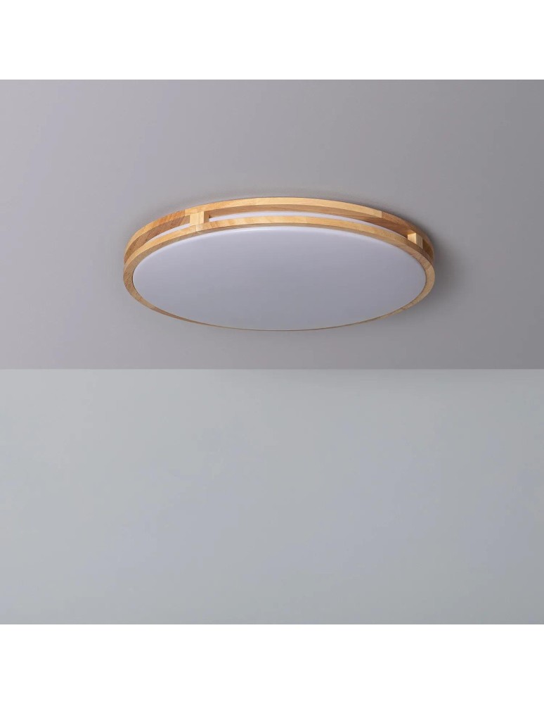 Abruzzo Plafon LED Sagio Okrągły 21W Naturalne Drewno 3 Barwy Świecenia CCT 40cm ABR-PLODS-20W-CCT