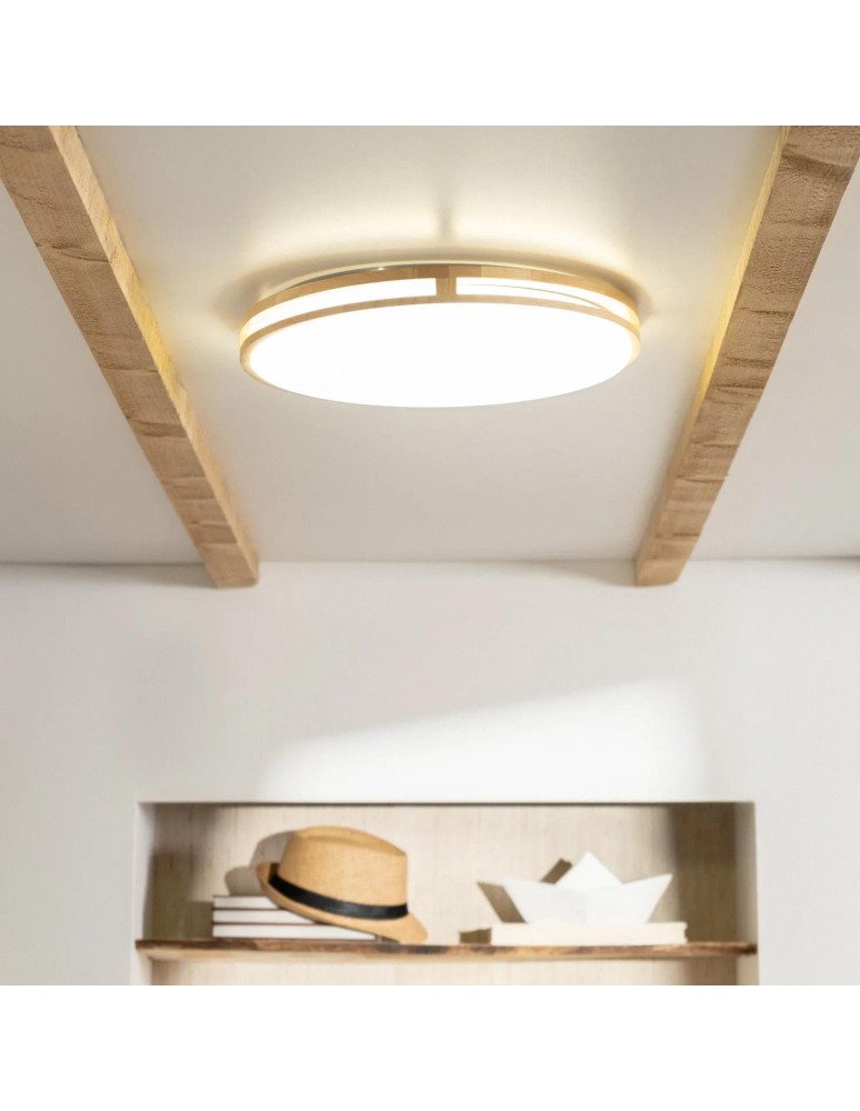 Abruzzo Plafon LED Sagio Okrągły 21W Naturalne Drewno 3 Barwy Świecenia CCT 40cm ABR-PLODS-20W-CCT