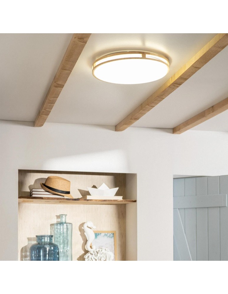 Abruzzo Plafon LED Sagio Okrągły 21W Naturalne Drewno 3 Barwy Świecenia CCT 40cm ABR-PLODS-20W-CCT