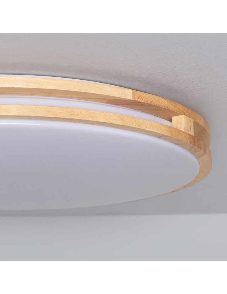 Abruzzo Plafon LED Sagio Okrągły 21W Naturalne Drewno 3 Barwy Świecenia CCT 40cm ABR-PLODS-20W-CCT