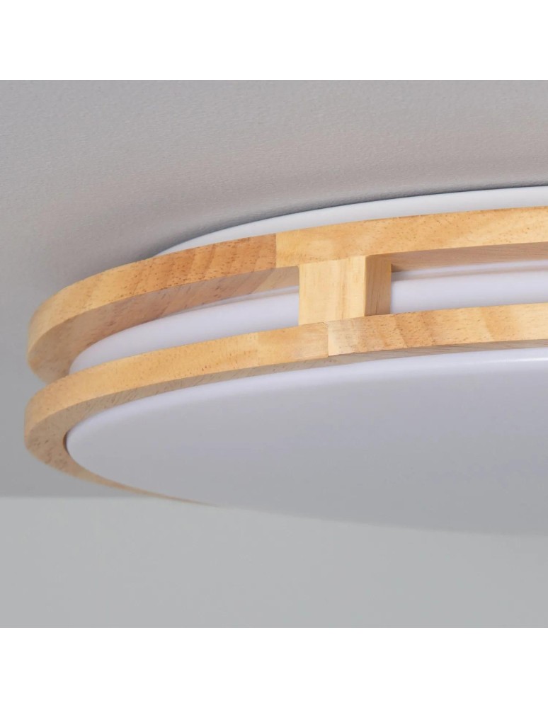 Abruzzo Plafon LED Sagio Okrągły 21W Naturalne Drewno 3 Barwy Świecenia CCT 40cm ABR-PLODS-20W-CCT