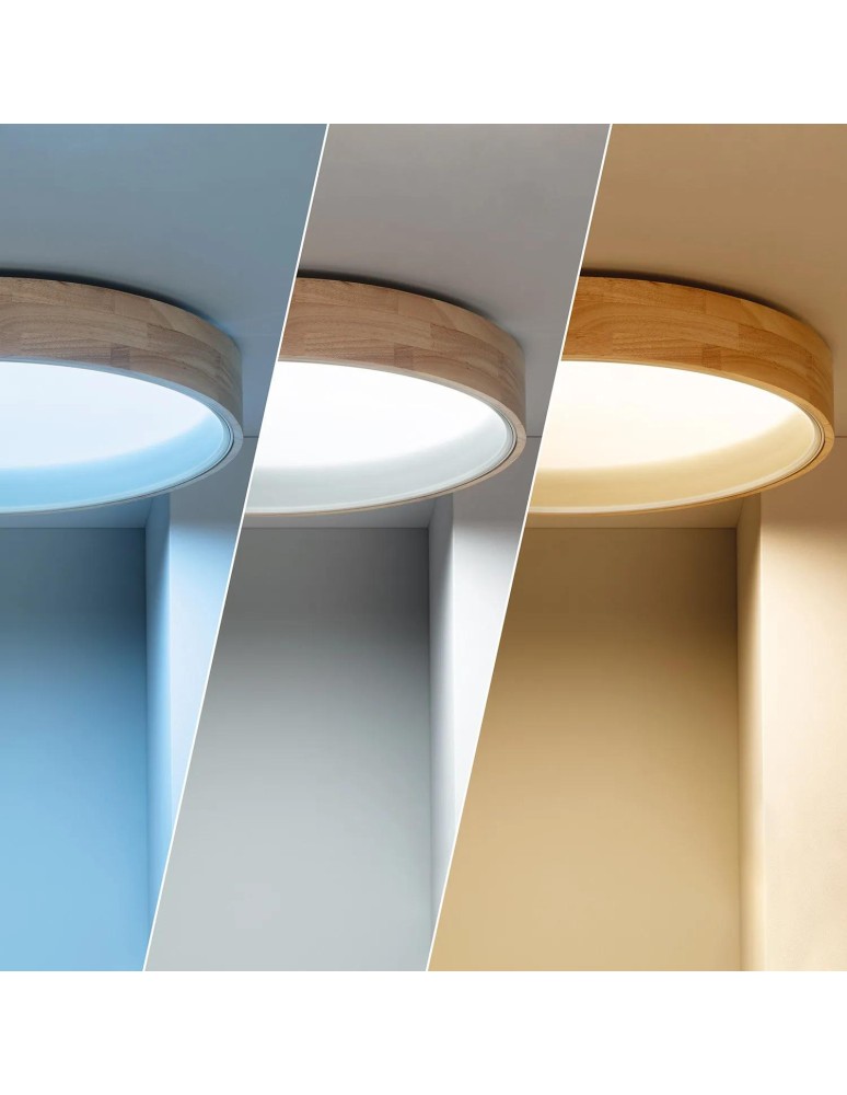 Abruzzo Plafon LED 16W Okrągły 40cm Naturalne Drewno 3 Barwy Świecenia CCT Vero ABR-PLODV-B-15W-CCT