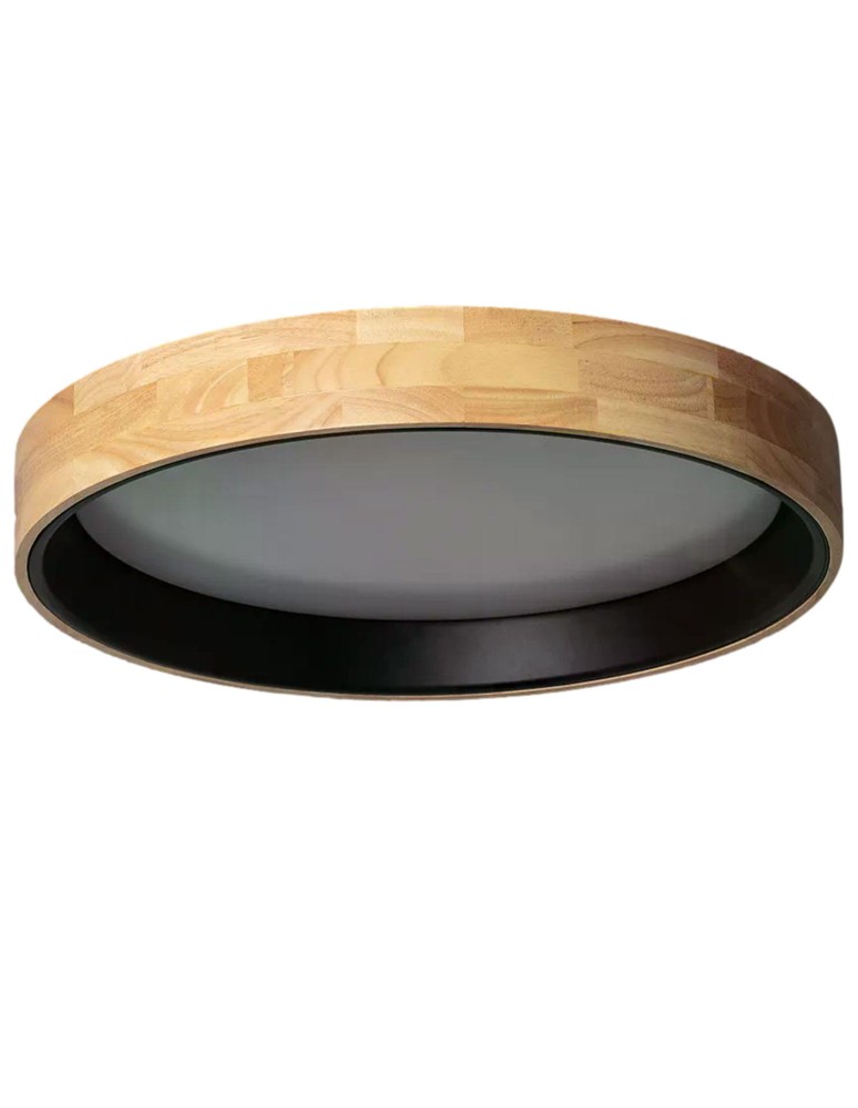 Ceiling lamps - Abruzzo LED Plafond 31W Round 60cm Natural Wood 3 Light Colors CCT Vero Black ABR-PLODV-C-30WW-CCT - product kolory-swiatla.pl 1