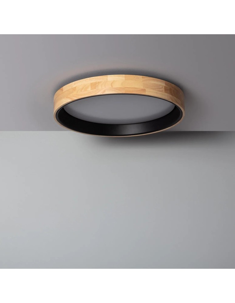 Abruzzo Plafon LED 21W Okrągły 48cm Naturalne Drewno 3 Barwy Świecenia CCT Vero Black ABR-PLODV-C-20W-CCT