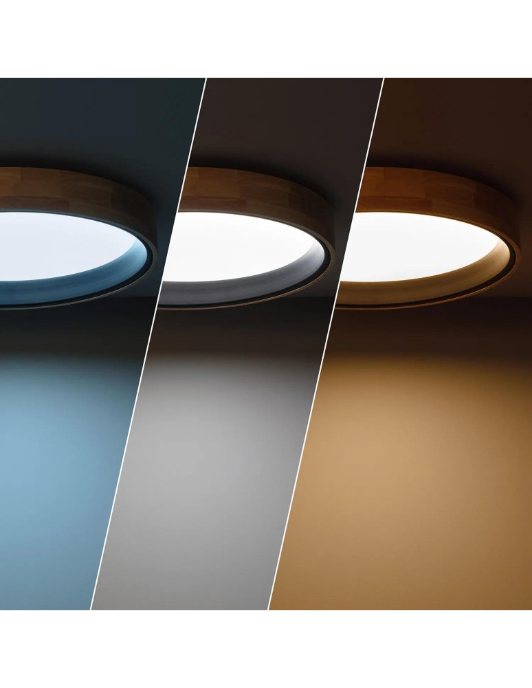 Abruzzo Plafon LED 21W Okrągły 48cm Naturalne Drewno 3 Barwy Świecenia CCT Vero Black ABR-PLODV-C-20W-CCT