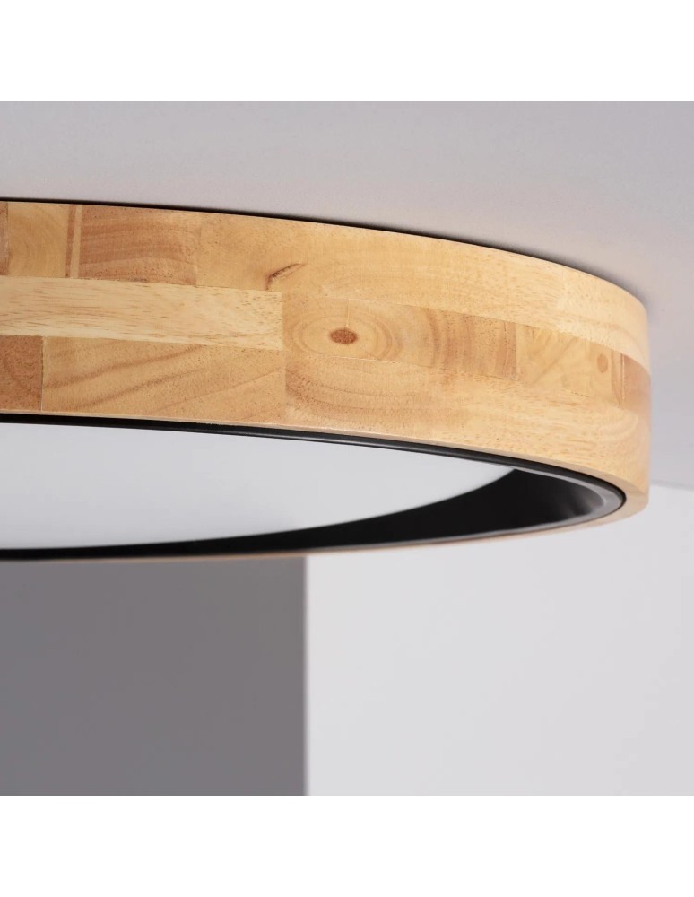 Abruzzo Plafon LED 21W Okrągły 48cm Naturalne Drewno 3 Barwy Świecenia CCT Vero Black ABR-PLODV-C-20W-CCT